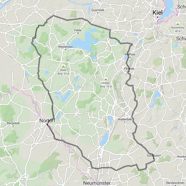 Map miniature of "Cycling Route near Busdorf" cycling inspiration in Schleswig-Holstein, Germany. Generated by Tarmacs.app cycling route planner