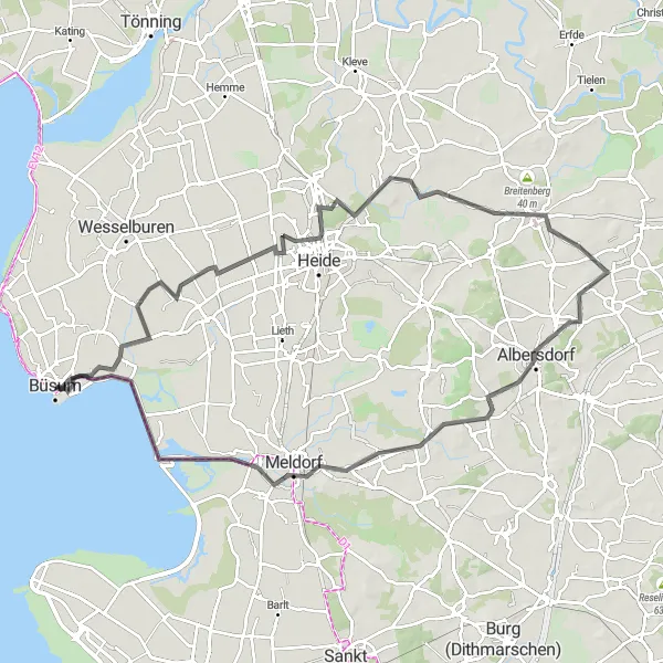 Map miniature of "The Coastal Adventure" cycling inspiration in Schleswig-Holstein, Germany. Generated by Tarmacs.app cycling route planner