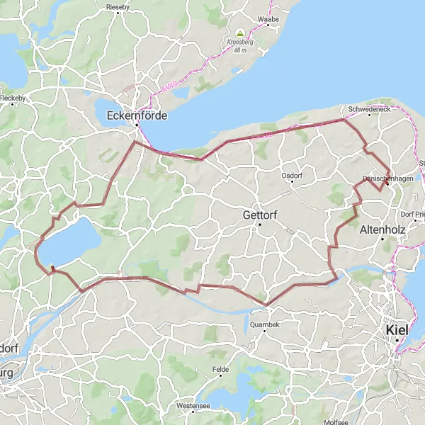 Map miniature of "Rural Gravel Adventure" cycling inspiration in Schleswig-Holstein, Germany. Generated by Tarmacs.app cycling route planner