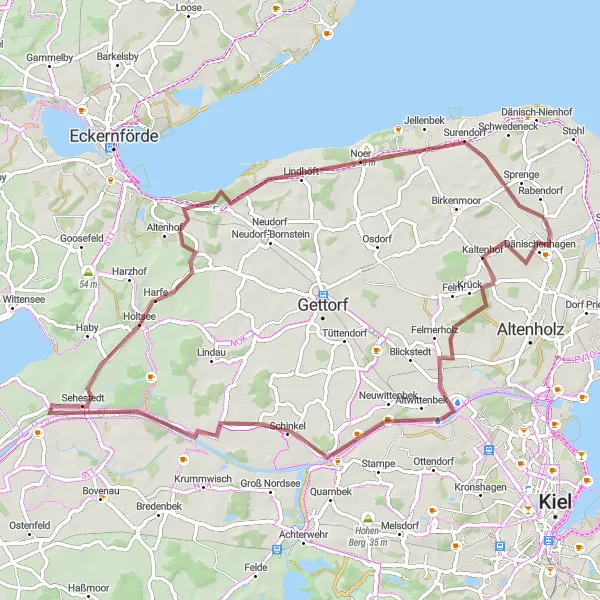 Map miniature of "Coastal Gravel Expedition" cycling inspiration in Schleswig-Holstein, Germany. Generated by Tarmacs.app cycling route planner
