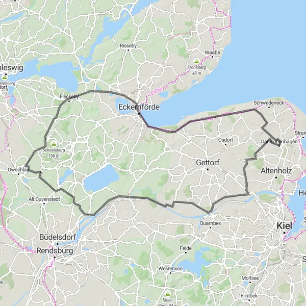 Map miniature of "Scenic Road Adventure" cycling inspiration in Schleswig-Holstein, Germany. Generated by Tarmacs.app cycling route planner