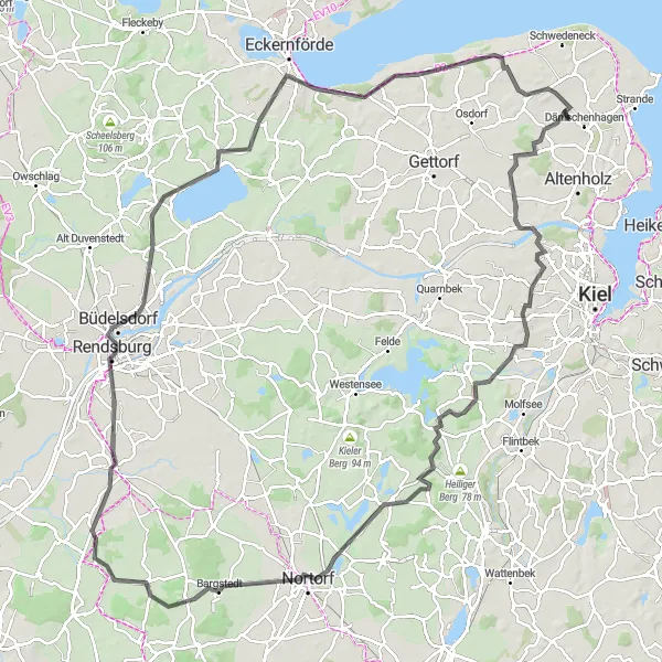 Map miniature of "Felm to Noer Adventure" cycling inspiration in Schleswig-Holstein, Germany. Generated by Tarmacs.app cycling route planner
