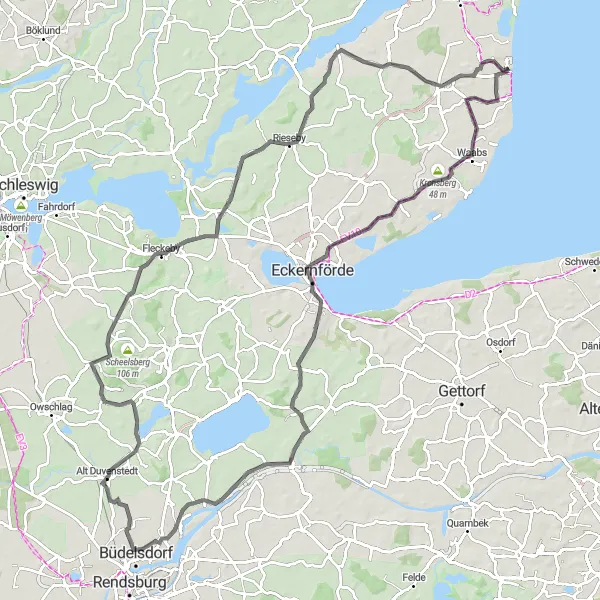 Map miniature of "Coastal Exploration" cycling inspiration in Schleswig-Holstein, Germany. Generated by Tarmacs.app cycling route planner