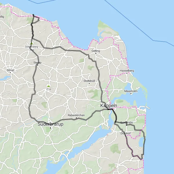 Map miniature of "Baltic Coast Challenge" cycling inspiration in Schleswig-Holstein, Germany. Generated by Tarmacs.app cycling route planner