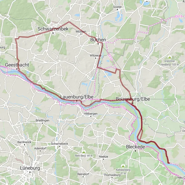 Map miniature of "The Gravel Adventure" cycling inspiration in Schleswig-Holstein, Germany. Generated by Tarmacs.app cycling route planner