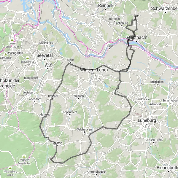 Map miniature of "Hohenhorn and the Rottorf Landscape" cycling inspiration in Schleswig-Holstein, Germany. Generated by Tarmacs.app cycling route planner