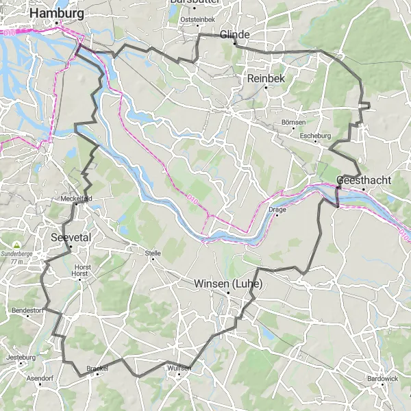 Map miniature of "The Great Elbe Adventure" cycling inspiration in Schleswig-Holstein, Germany. Generated by Tarmacs.app cycling route planner