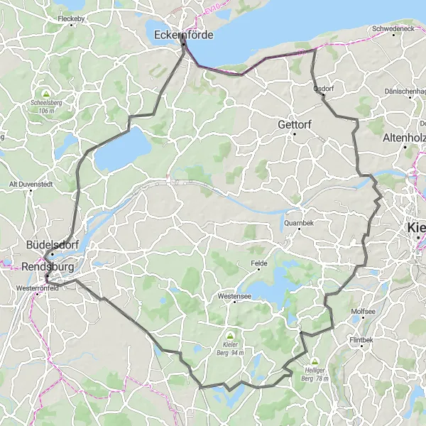 Map miniature of "Schleswig-Holstein Roundtrip: Coastal and Countryside Views" cycling inspiration in Schleswig-Holstein, Germany. Generated by Tarmacs.app cycling route planner