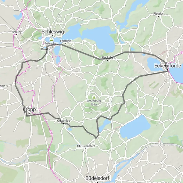Karten-Miniaturansicht der Radinspiration "Radtour durch Osterby und Borby" in Schleswig-Holstein, Germany. Erstellt vom Tarmacs.app-Routenplaner für Radtouren