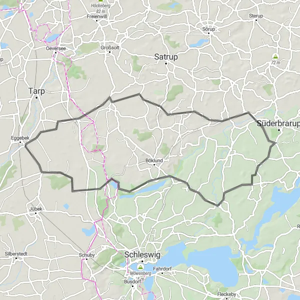 Map miniature of "Eggebek to Havetoft Round-trip" cycling inspiration in Schleswig-Holstein, Germany. Generated by Tarmacs.app cycling route planner