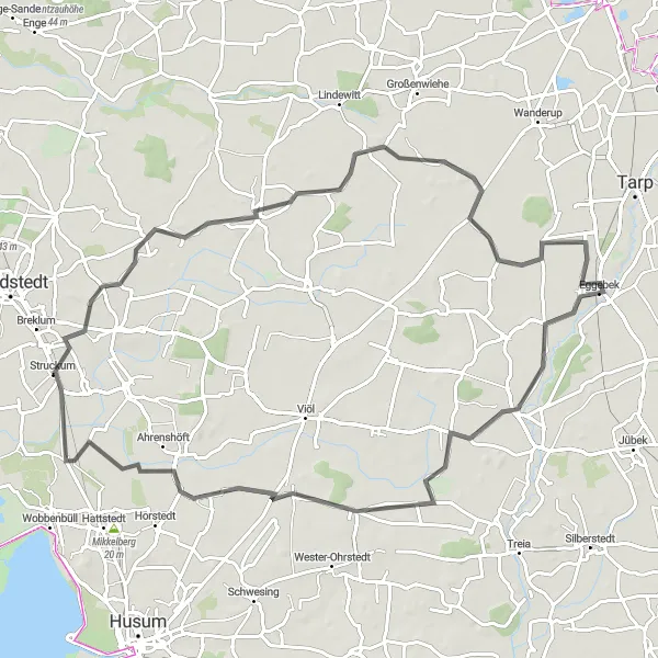 Map miniature of "Eggebek to Ahrenshöft Round-trip" cycling inspiration in Schleswig-Holstein, Germany. Generated by Tarmacs.app cycling route planner