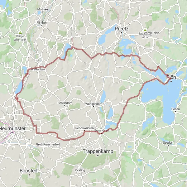 Map miniature of "Cycling Adventure to Plön and Schloßgebiet" cycling inspiration in Schleswig-Holstein, Germany. Generated by Tarmacs.app cycling route planner