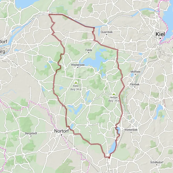 Map miniature of "Gravel Seedorf Roundtrip" cycling inspiration in Schleswig-Holstein, Germany. Generated by Tarmacs.app cycling route planner