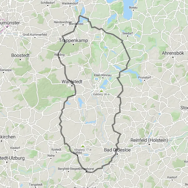 Map miniature of "Sülfeld Loop Road Route" cycling inspiration in Schleswig-Holstein, Germany. Generated by Tarmacs.app cycling route planner