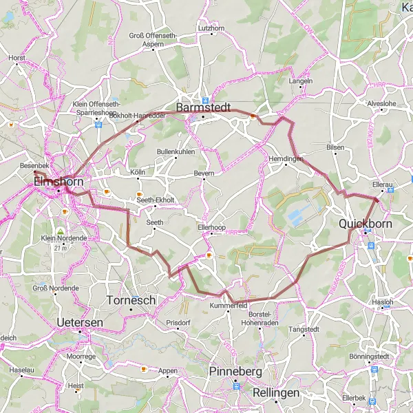 Map miniature of "Elmshorn Gravel Adventure" cycling inspiration in Schleswig-Holstein, Germany. Generated by Tarmacs.app cycling route planner