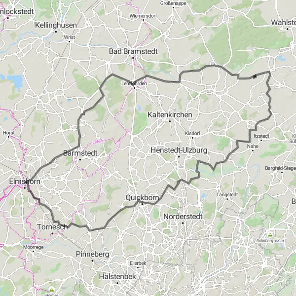 Map miniature of "Barmstedt Loop" cycling inspiration in Schleswig-Holstein, Germany. Generated by Tarmacs.app cycling route planner
