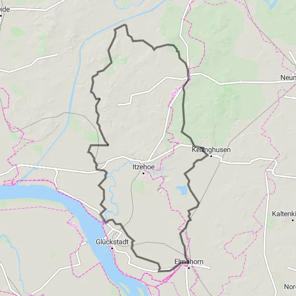 Karten-Miniaturansicht der Radinspiration "Elmshorn Rundfahrt" in Schleswig-Holstein, Germany. Erstellt vom Tarmacs.app-Routenplaner für Radtouren