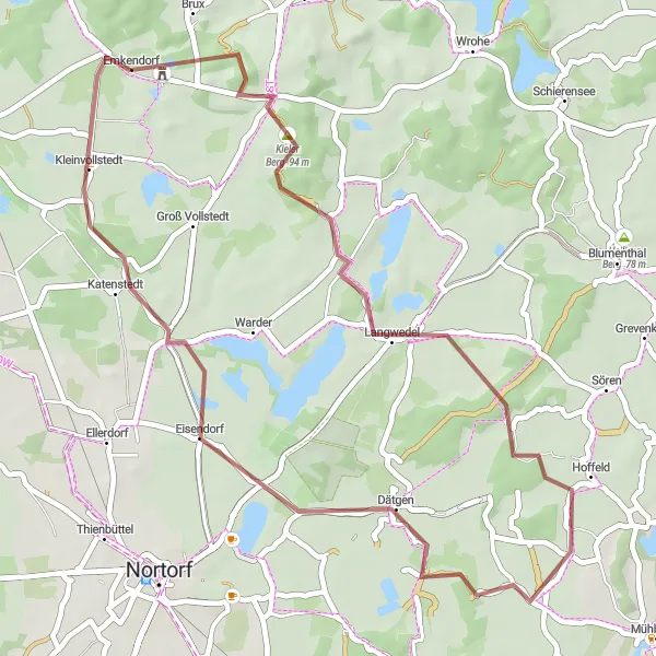 Map miniature of "Rural Gravel Adventure" cycling inspiration in Schleswig-Holstein, Germany. Generated by Tarmacs.app cycling route planner