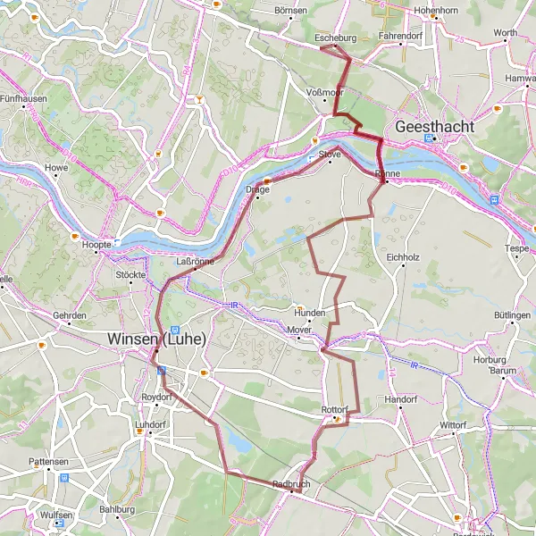 Map miniature of "Drage Loop" cycling inspiration in Schleswig-Holstein, Germany. Generated by Tarmacs.app cycling route planner