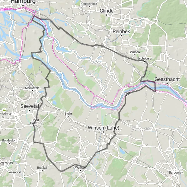 Map miniature of "Escheburg Loop" cycling inspiration in Schleswig-Holstein, Germany. Generated by Tarmacs.app cycling route planner