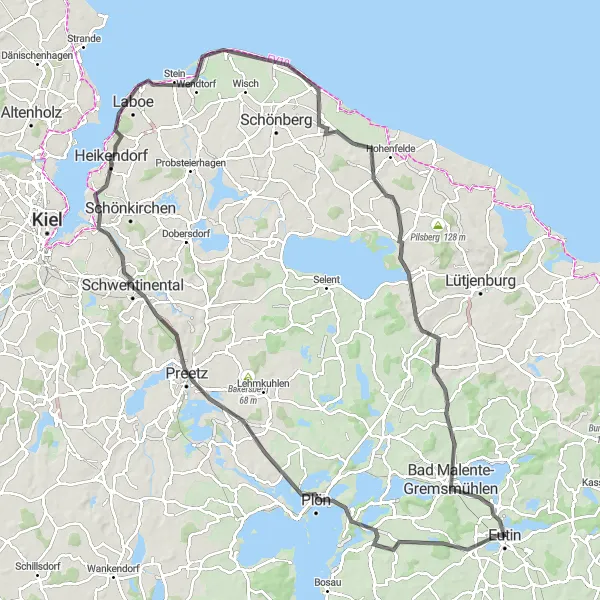 Map miniature of "Plön Circuit" cycling inspiration in Schleswig-Holstein, Germany. Generated by Tarmacs.app cycling route planner