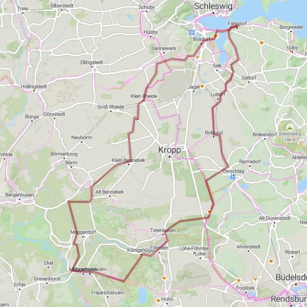 Map miniature of "Gravel Trails and Scenic Landscapes" cycling inspiration in Schleswig-Holstein, Germany. Generated by Tarmacs.app cycling route planner