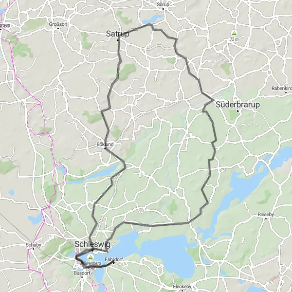 Map miniature of "Schleswig Heritage Route" cycling inspiration in Schleswig-Holstein, Germany. Generated by Tarmacs.app cycling route planner