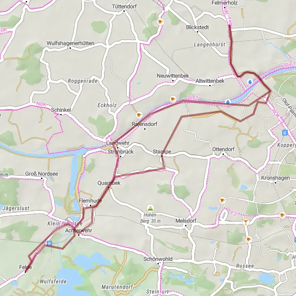 Karten-Miniaturansicht der Radinspiration "Idyllische Landschaften um Neuwittenbek" in Schleswig-Holstein, Germany. Erstellt vom Tarmacs.app-Routenplaner für Radtouren