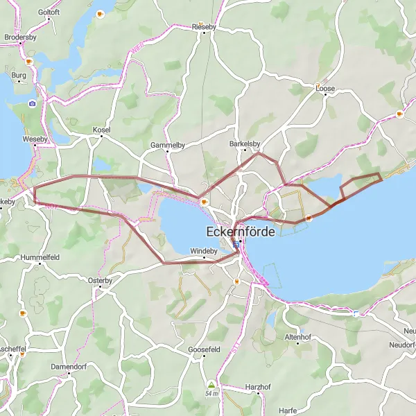 Map miniature of "Fleckeby to Barkelsby Loop" cycling inspiration in Schleswig-Holstein, Germany. Generated by Tarmacs.app cycling route planner