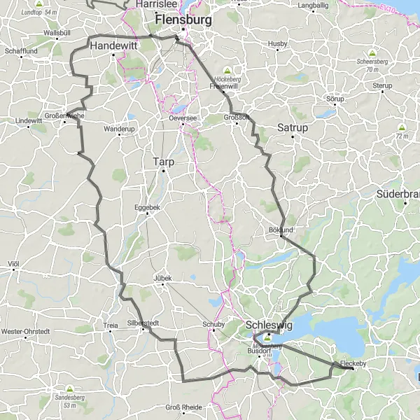 Map miniature of "The Southern Loop" cycling inspiration in Schleswig-Holstein, Germany. Generated by Tarmacs.app cycling route planner