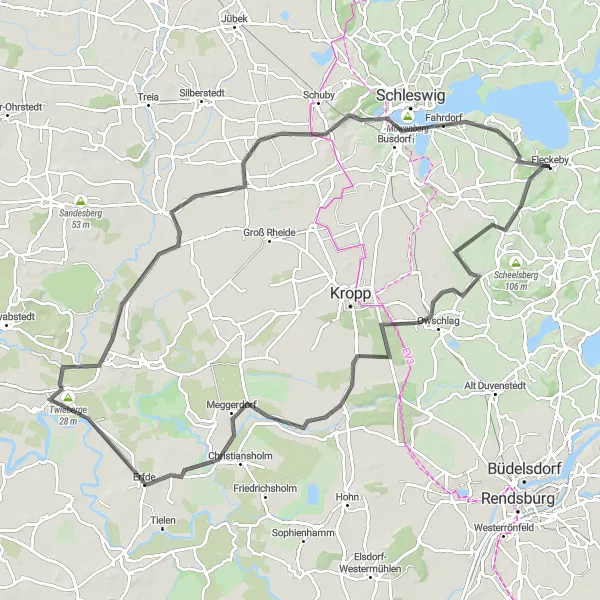 Karten-Miniaturansicht der Radinspiration "Radtour durch Owschlag und Kappeln" in Schleswig-Holstein, Germany. Erstellt vom Tarmacs.app-Routenplaner für Radtouren