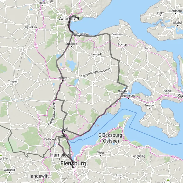 Karten-Miniaturansicht der Radinspiration "Fahrradtour durch die Natur um Flensburg" in Schleswig-Holstein, Germany. Erstellt vom Tarmacs.app-Routenplaner für Radtouren