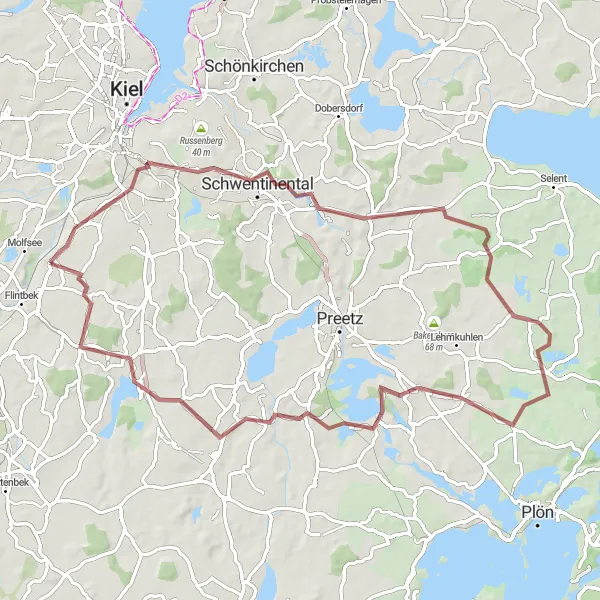 Map miniature of "Lebrade and Kührener Teiche Loop" cycling inspiration in Schleswig-Holstein, Germany. Generated by Tarmacs.app cycling route planner