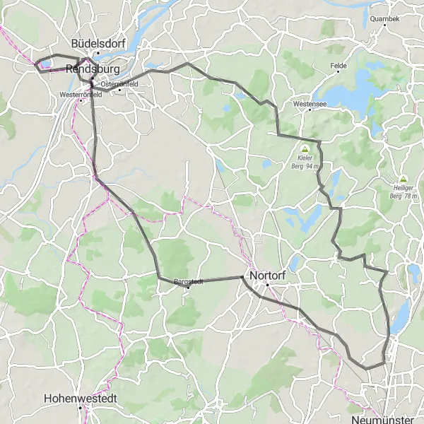 Map miniature of "Fockbek Hill Challenge" cycling inspiration in Schleswig-Holstein, Germany. Generated by Tarmacs.app cycling route planner