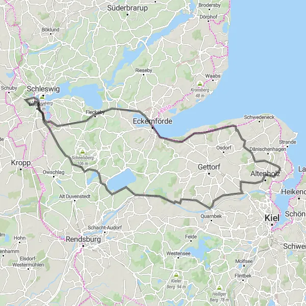 Map miniature of "Schleswig-Holstein Road Cycling Adventure" cycling inspiration in Schleswig-Holstein, Germany. Generated by Tarmacs.app cycling route planner