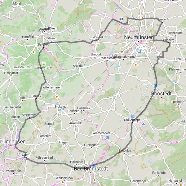 Karten-Miniaturansicht der Radinspiration "Radtour durch Bad Bramstedt" in Schleswig-Holstein, Germany. Erstellt vom Tarmacs.app-Routenplaner für Radtouren