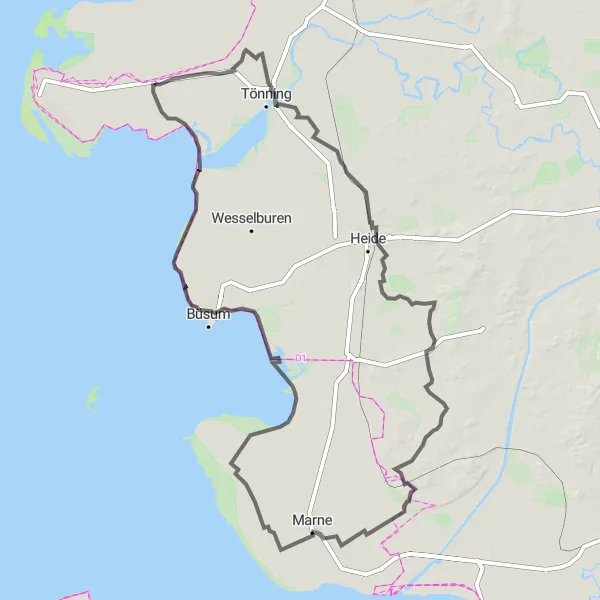 Map miniature of "Katharinenheerd Tour" cycling inspiration in Schleswig-Holstein, Germany. Generated by Tarmacs.app cycling route planner