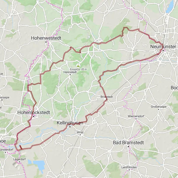 Karten-Miniaturansicht der Radinspiration "Abenteuerliche Schottertour" in Schleswig-Holstein, Germany. Erstellt vom Tarmacs.app-Routenplaner für Radtouren