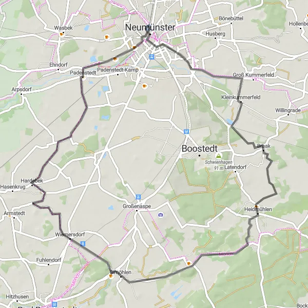 Karten-Miniaturansicht der Radinspiration "Gemütliche Dorfrundfahrt" in Schleswig-Holstein, Germany. Erstellt vom Tarmacs.app-Routenplaner für Radtouren