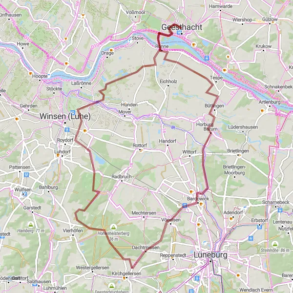 Map miniature of "The Tespe Loop" cycling inspiration in Schleswig-Holstein, Germany. Generated by Tarmacs.app cycling route planner