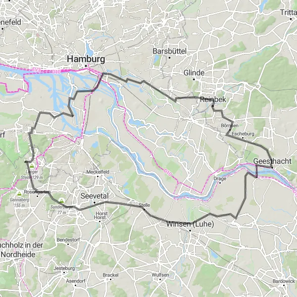Karten-Miniaturansicht der Radinspiration "Roadtrip von Geesthacht nach Reinbek" in Schleswig-Holstein, Germany. Erstellt vom Tarmacs.app-Routenplaner für Radtouren