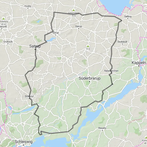 Map miniature of "Ulsnis Exploration" cycling inspiration in Schleswig-Holstein, Germany. Generated by Tarmacs.app cycling route planner