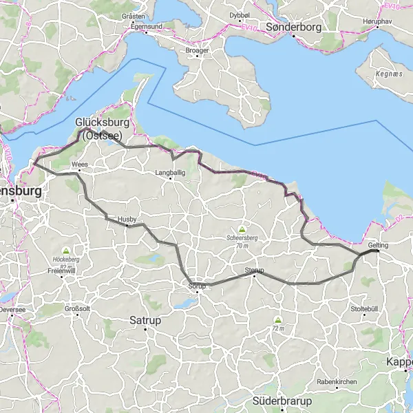 Karten-Miniaturansicht der Radinspiration "Radtour durch Sterup und Umgebung" in Schleswig-Holstein, Germany. Erstellt vom Tarmacs.app-Routenplaner für Radtouren