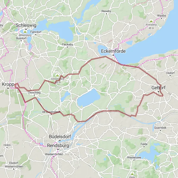 Karten-Miniaturansicht der Radinspiration "Rund um den Nord-Ostsee-Kanal" in Schleswig-Holstein, Germany. Erstellt vom Tarmacs.app-Routenplaner für Radtouren