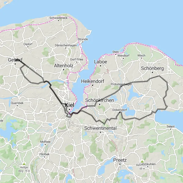 Map miniature of "Gettorf Historical Tour" cycling inspiration in Schleswig-Holstein, Germany. Generated by Tarmacs.app cycling route planner