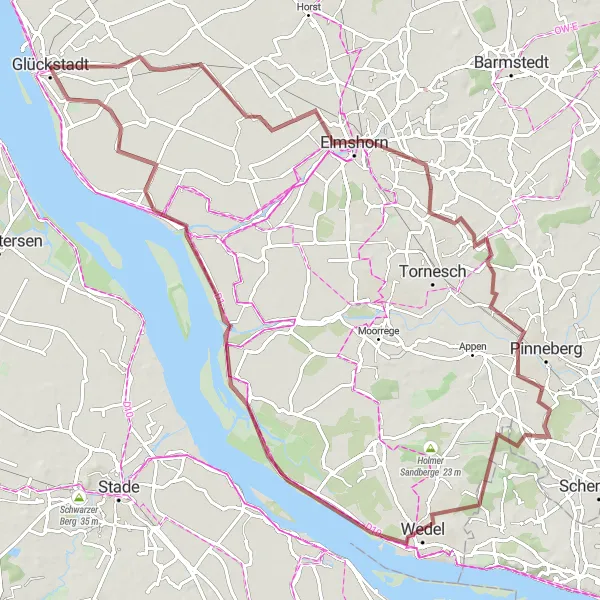 Karten-Miniaturansicht der Radinspiration "Gravel-Tour entlang der Elbe" in Schleswig-Holstein, Germany. Erstellt vom Tarmacs.app-Routenplaner für Radtouren