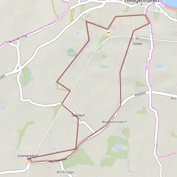 Map miniature of "Gravel Adventure" cycling inspiration in Schleswig-Holstein, Germany. Generated by Tarmacs.app cycling route planner