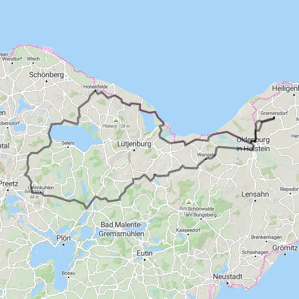 Karten-Miniaturansicht der Radinspiration "Entdeckungstour durch das Hinterland von Schleswig-Holstein" in Schleswig-Holstein, Germany. Erstellt vom Tarmacs.app-Routenplaner für Radtouren