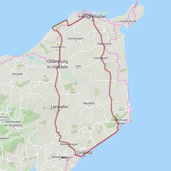 Map miniature of "Gravel Adventure to Heringsdorf" cycling inspiration in Schleswig-Holstein, Germany. Generated by Tarmacs.app cycling route planner