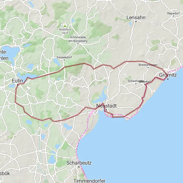 Map miniature of "Gravel Route 2: From Grömitz to Stolpe" cycling inspiration in Schleswig-Holstein, Germany. Generated by Tarmacs.app cycling route planner